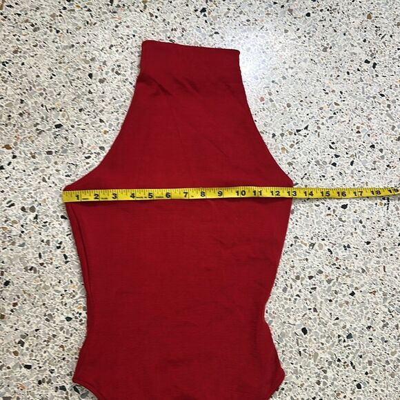 Vintage 90’s Y2K red Cache stretch turtleneck halter bodysuit small s - Picture 3 of 6